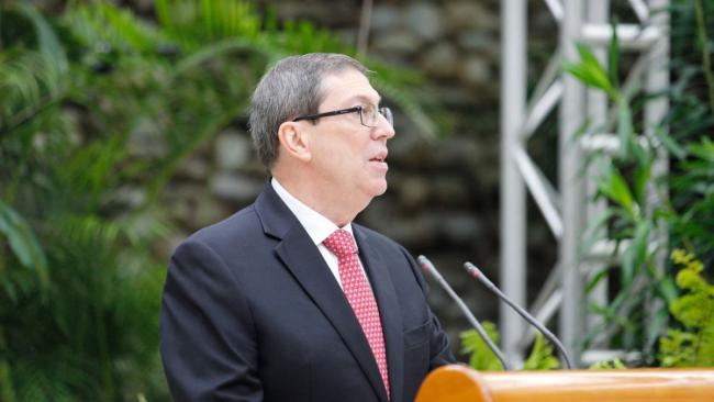 Bruno Rodríguez Parrilla en conferencia en La Habana el jueves 12 de septiembre.