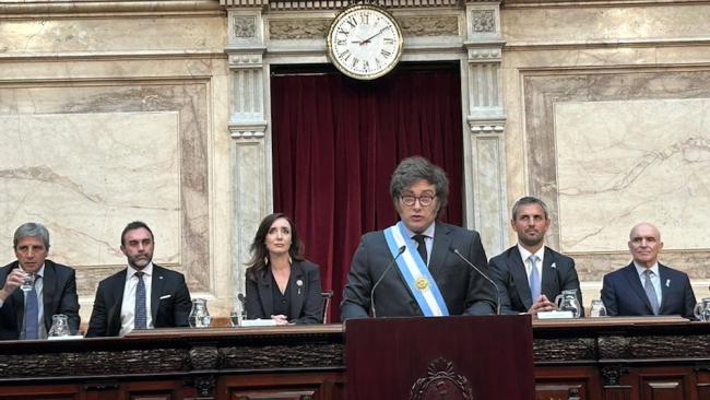 Javier Milei ante el Congreso argentino.