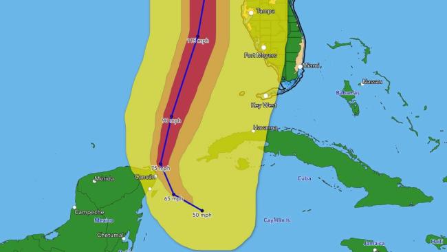 Mapa del trayecto de la tormenta tropical Helene.