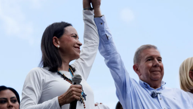 María Corina Machado y Edmundo González en un acto público.