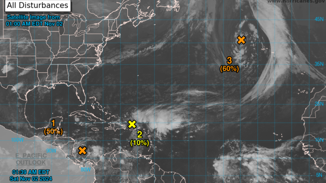 Imagen satelital de los organismos en desarrollo cerca de Cuba.