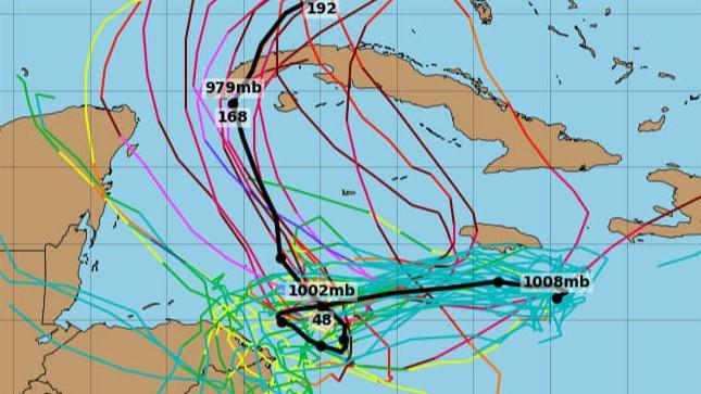 Posibles trayectorias del organismo ciclónico.