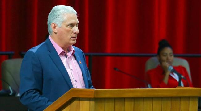 Miguel Díaz-Canel al intervenir ante la Asamblea Nacional del Poder Popular.