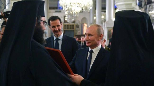 Vladimir Putin de visita en Damasco, junto a Bashar al Assad, 2020.