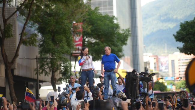 María Corina Machado tras salir de la clandestinidad, en Caracas, el 9 de enero.