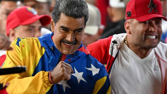 Nicolás Maduro, declarándose vencedor del fraude electoral, junio de 2024.