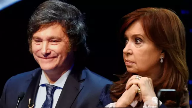 Javier Milei y Cristina Fernández de Kirchner.