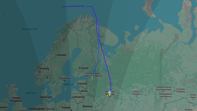 Recorrido del vuelo de Nordwind tras su partida de Moscú.