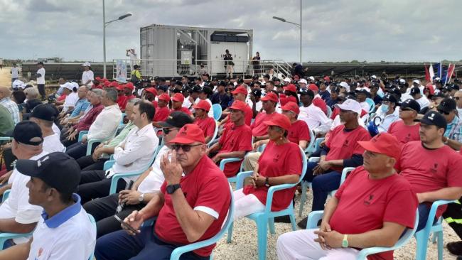 Acto de inauguración de un parque solar en Jovellanos, Matanzas.