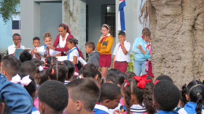 Matutino en una escuela de La Habana.