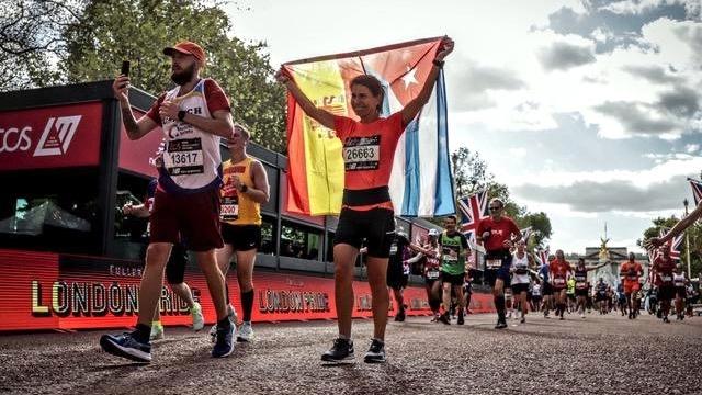 Eugenia Gutiérrez finalizando un maratón.
