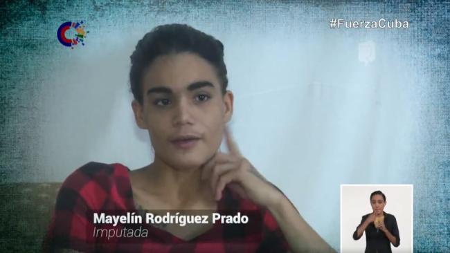 La presa política Mayelín Rodríguez Prado en 2022, en un testimonio arrancado en la cárcel y transmitido por la televisión