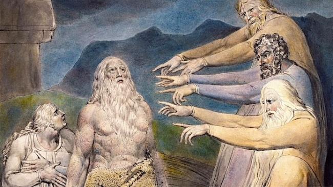 Detalle de 'Job reprendido por sus amigos', de William Blake.