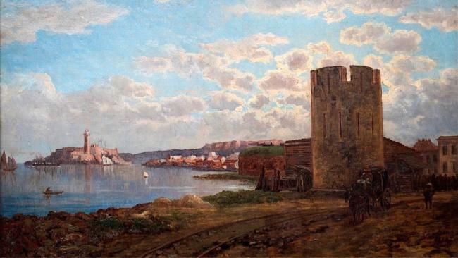 Caleta de San Lázaro en 1882, según la pintara Esteban Chartrand.