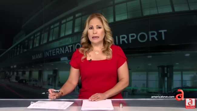 Una presentadora de noticias en el canal 41.