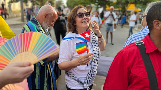 Mariela Castro en la marcha oficialista contra la homofobia y la transfobia.