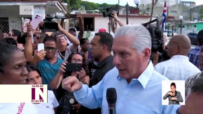 Díaz-Canel en Guanabacoa habla ante la preocupación por el consumo de drogas.