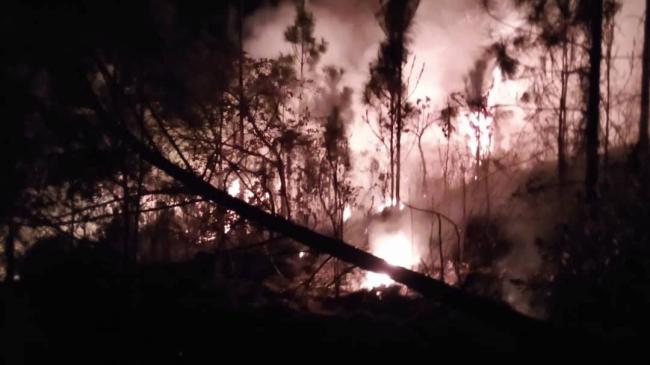 Incendio forestal en Minas de Matahambre, Pinar del Río.