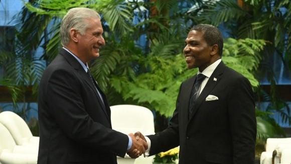 Díaz Canel y el primer ministro de San Cristóbal y Nieves en La Habana.
