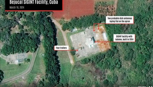 Fotos satelitales de bases de radares chinos en Bejucal, según la inteligencia de EEUU.