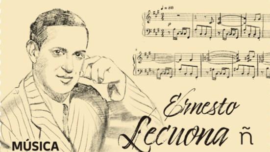 Fragmento del sello en homenaje a Ernesto Lecuona.