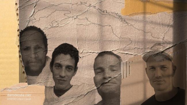 Rostros de cuatro de los presos políticos cubanos fallecidos en cárceles de la Isla.