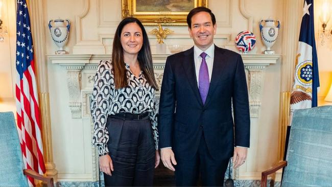 La activista Rosa María Payá junto al secretario de Estado de EEUU, Marco Rubio.