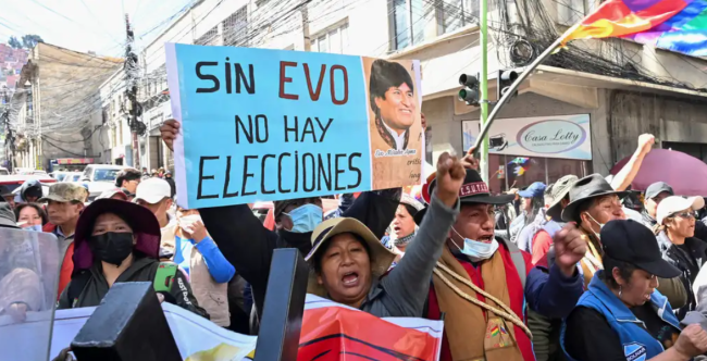Manifestación de partidarios de Evo Morales en Bolivia.
