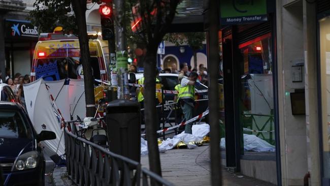 Escena del crimen cometido en 2016 en Usera, Madrid.