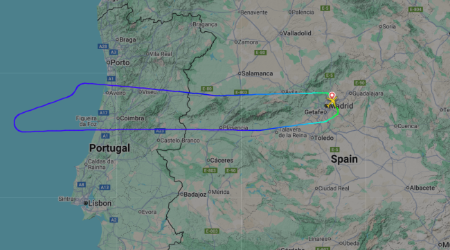 Trayecto del vuelo de Air Europa con destino a La Habana.