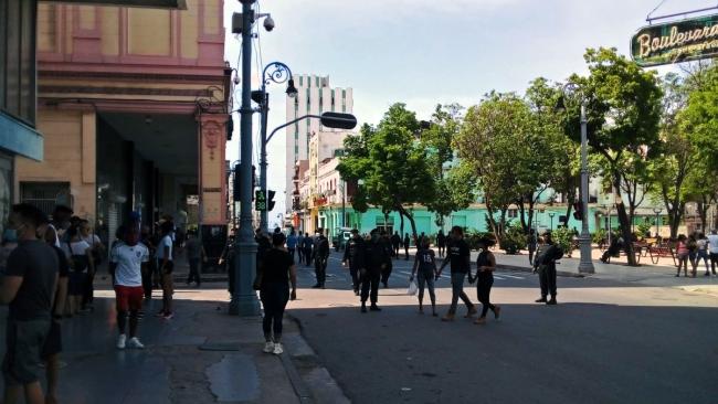 Despliegue de tropas especiales en La Habana el 11 de julio de 2021.