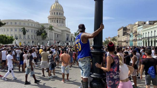 Manifestantes el 11J en La Habana.