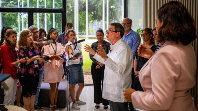 Declaraciones a la prensa del ministro de Exteriores, Bruno Rodríguez.