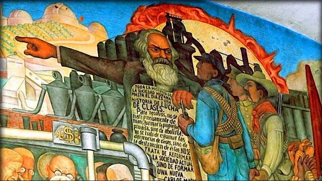 Karl Marx en un mural de Diego Rivera.