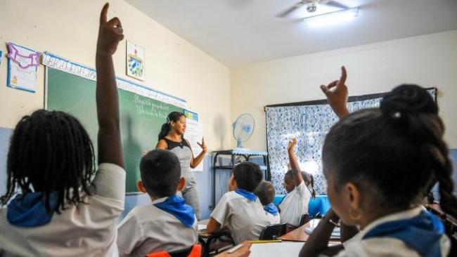 Un aula en Cuba.