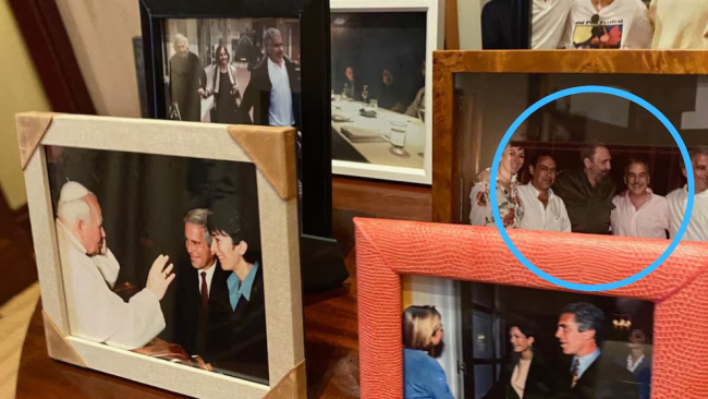 Fotografías de Epstein con varias personalidades, entre ellas Fidel Castro.