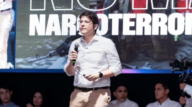 Miguel Uribe Turbay durante un acto de campaña.