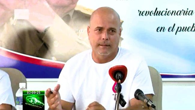 Gerardo Hernández Nordelo en conferencia de prensa en La Habana.