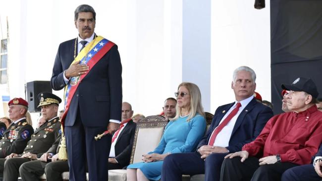 Nicolás Maduro junto a los aliados Miguel Díaz-Canel y Daniel Ortega.