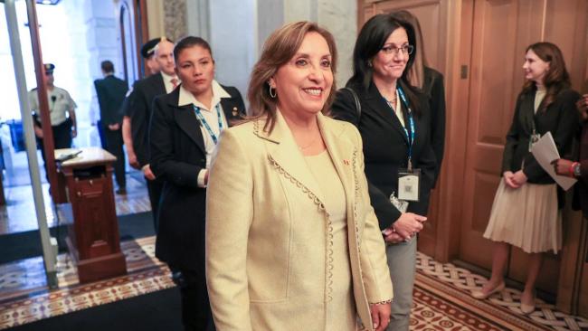 La presidenta de Perú, Dina Boluarte, durante una visita a EEUU en 2023.