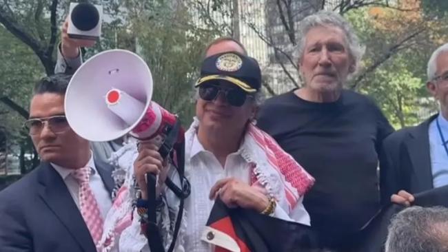 Gustavo Petro durante la manifestación en apoyo a Palestina en Nueva York.