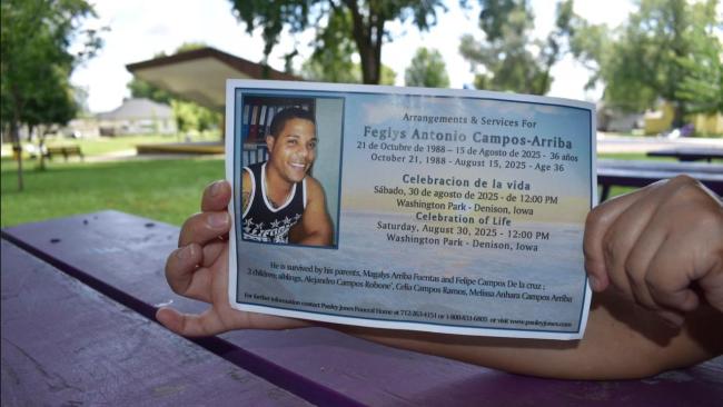 Invitación al funeral del migrante cubano Feglys Antonio Campos Arriba.