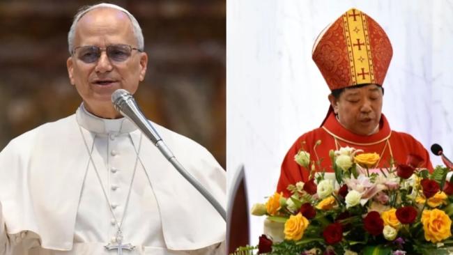 El papa León XIV y el obispo chino Joseph Wang Zhengui.