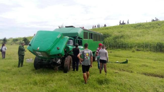 Un camión involucrado en un accidente.