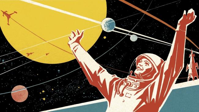 Astronauta saluda al cosmos.