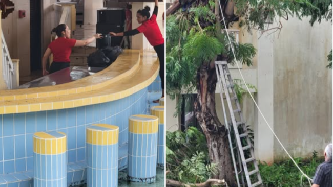 Labores de recuperación tras el huracán en un hotel de Holguín.