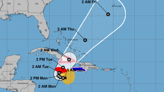 El huracán Melissa al sur de Cuba el domingo 26 de octubre.