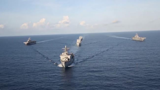 Buques de guerra de EEUU durante un despliegue.