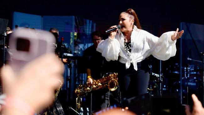 Gloria Estefan en la Plaza Colón de Madrid.