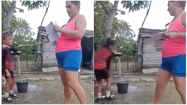 La mujer maltratadora y la niña golpeada.